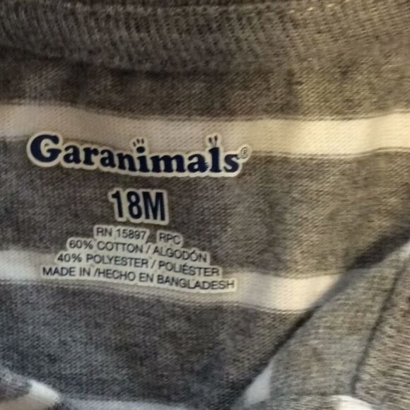 GARANIMALS Gray Striped Onesie 18 Months - Picture 3 of 4